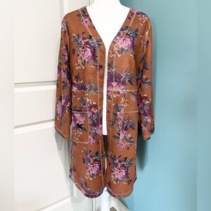 Anthropologie Solitaire bronze faux suede kimono duster jacket. Size L. NWT